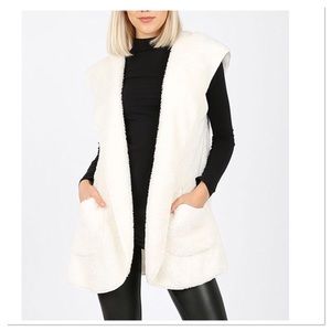Winter White Hoodie Vest